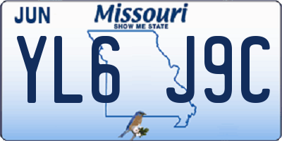 MO license plate YL6J9C