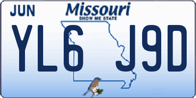 MO license plate YL6J9D