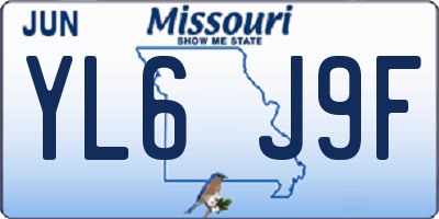MO license plate YL6J9F