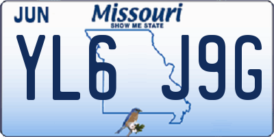 MO license plate YL6J9G