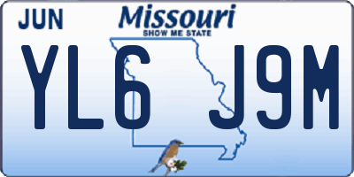 MO license plate YL6J9M