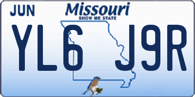 MO license plate YL6J9R