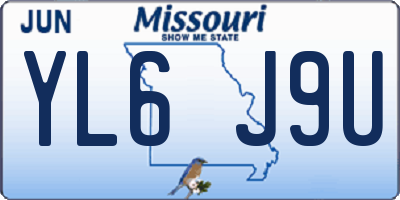 MO license plate YL6J9U