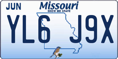 MO license plate YL6J9X