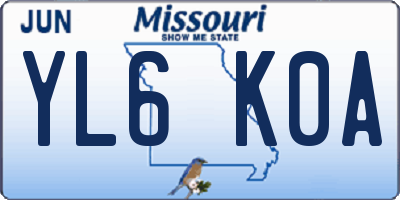 MO license plate YL6K0A
