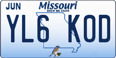 MO license plate YL6K0D