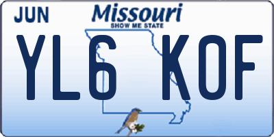 MO license plate YL6K0F