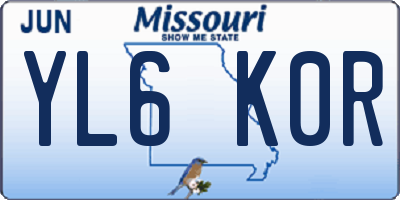 MO license plate YL6K0R