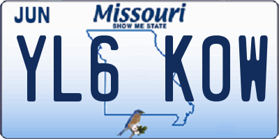 MO license plate YL6K0W