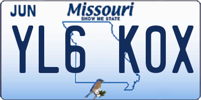 MO license plate YL6K0X