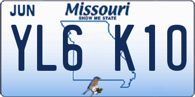 MO license plate YL6K1O
