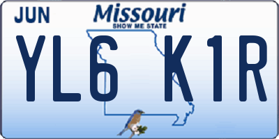 MO license plate YL6K1R