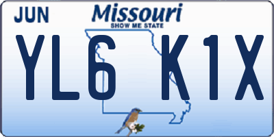 MO license plate YL6K1X