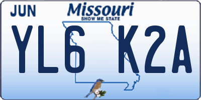 MO license plate YL6K2A