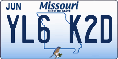 MO license plate YL6K2D