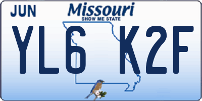 MO license plate YL6K2F