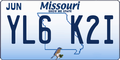 MO license plate YL6K2I