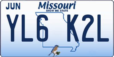 MO license plate YL6K2L