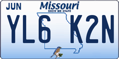 MO license plate YL6K2N