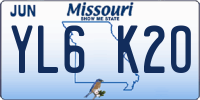 MO license plate YL6K2O
