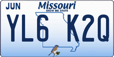 MO license plate YL6K2Q