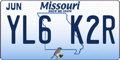 MO license plate YL6K2R