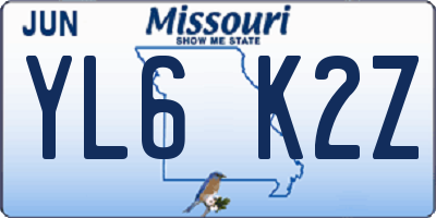 MO license plate YL6K2Z