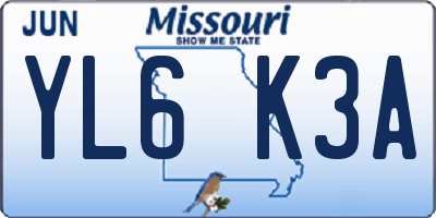 MO license plate YL6K3A