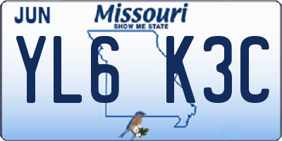 MO license plate YL6K3C