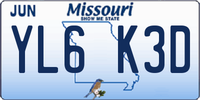 MO license plate YL6K3D
