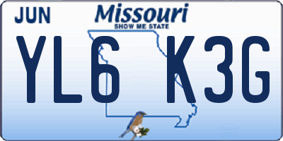 MO license plate YL6K3G
