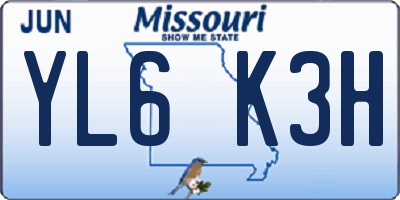 MO license plate YL6K3H