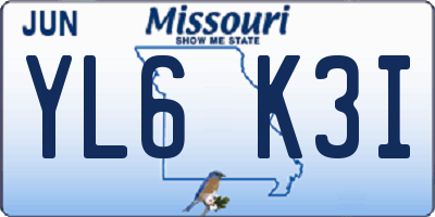 MO license plate YL6K3I