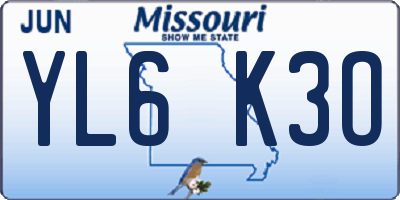 MO license plate YL6K3O