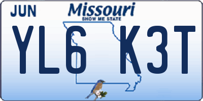 MO license plate YL6K3T
