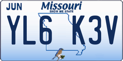 MO license plate YL6K3V