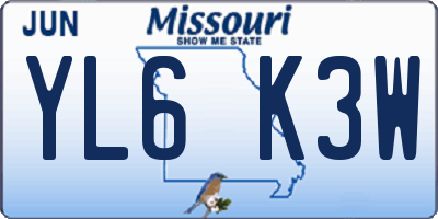 MO license plate YL6K3W