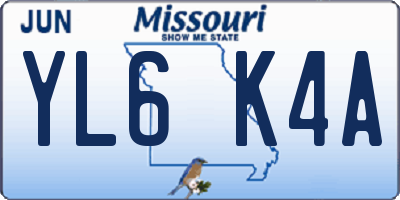 MO license plate YL6K4A