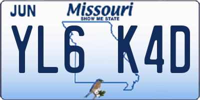 MO license plate YL6K4D