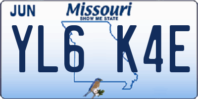 MO license plate YL6K4E