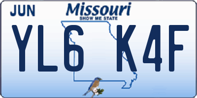 MO license plate YL6K4F