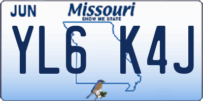 MO license plate YL6K4J