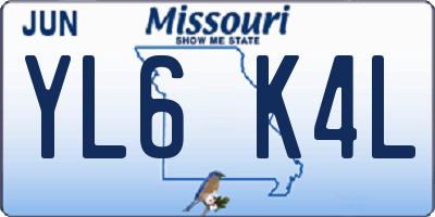 MO license plate YL6K4L