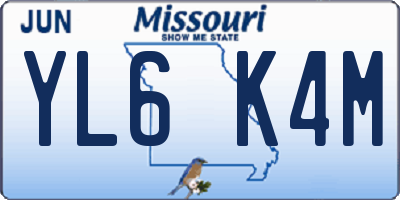 MO license plate YL6K4M