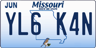 MO license plate YL6K4N