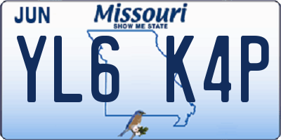 MO license plate YL6K4P