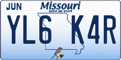 MO license plate YL6K4R