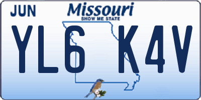 MO license plate YL6K4V