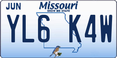 MO license plate YL6K4W