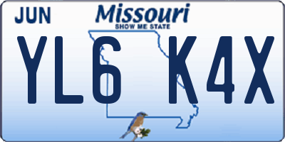 MO license plate YL6K4X